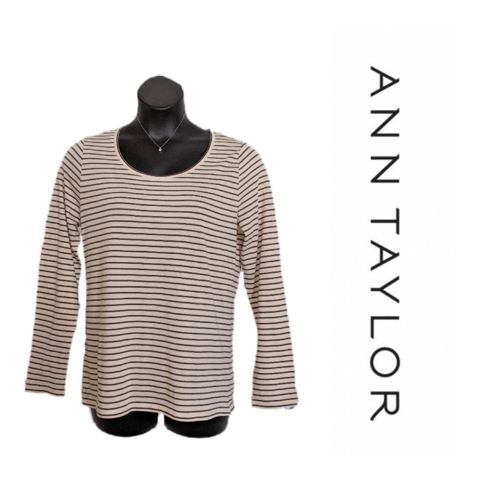Ann Taylor Scoop Neck Striped Top